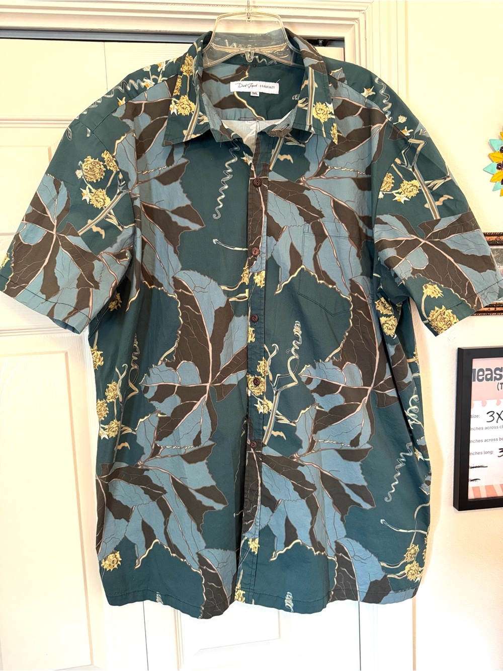David Shepard Hawai’i Blue Tailored Aloha Shirt Size 3X 3XL HAWAIIAN Button